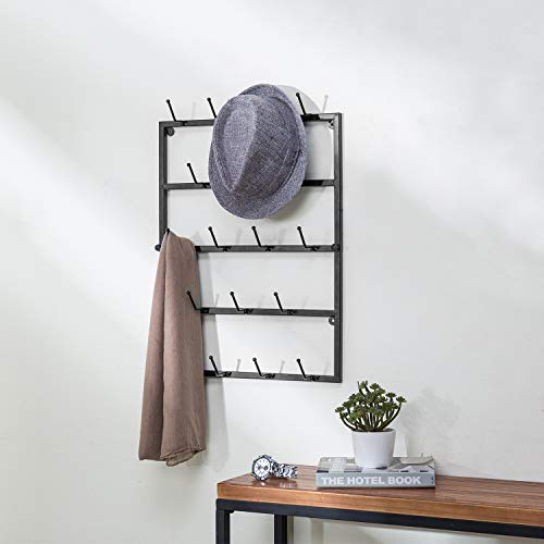 MyGift Modern Matte Black Wall Mounted Metal Hat Rack