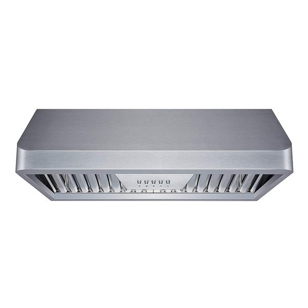 Winflo 30 in. Ductecd Stainless Steel Under Cabinet Range Hood with Baffle Filters， LED lights and 3 Speed Push Buttons