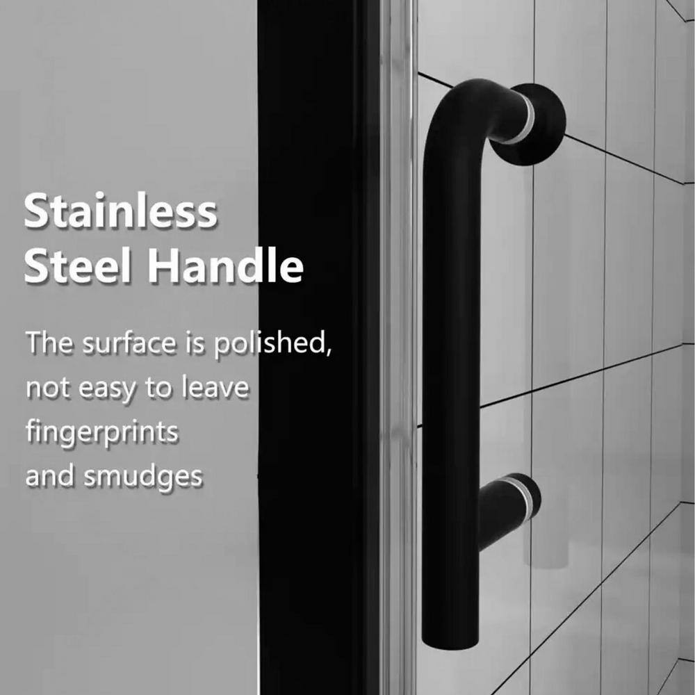 TOOLKISS 34 to 35-1332 in. W x 72 in. H Bi-Fold Frameless Shower Doors in Black with Clear Glass BFH34MB