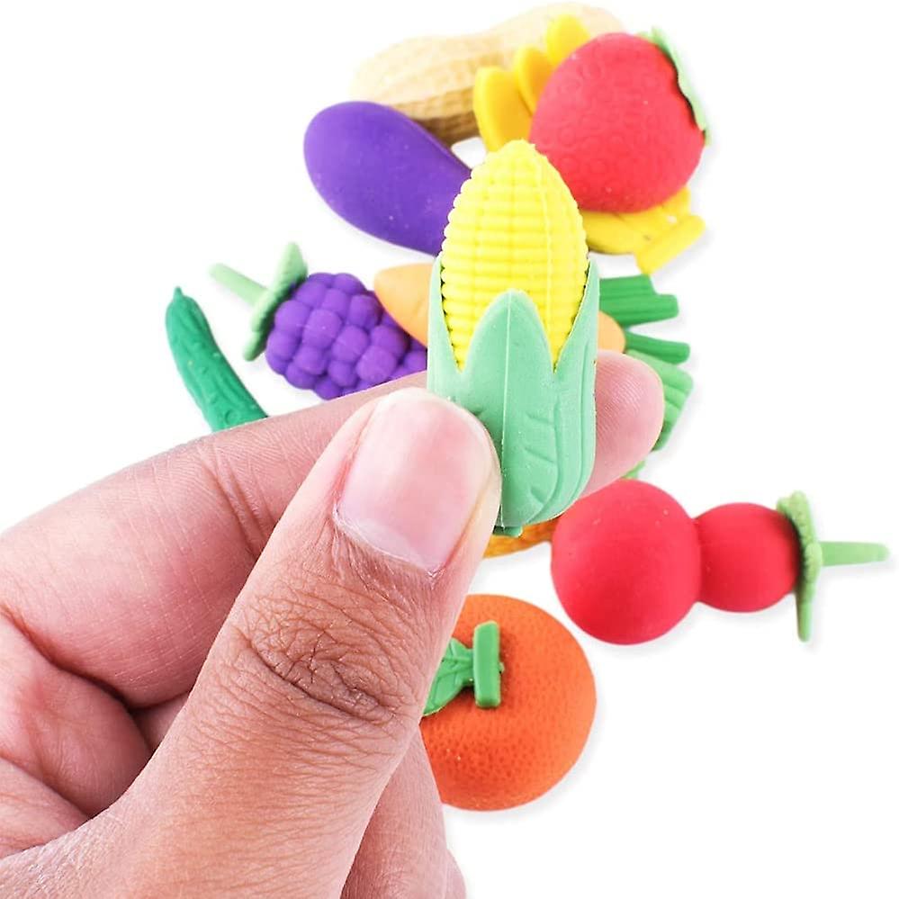 10pcs Puzzle Erasers Correction Classroom Prizes Vegetables Miniature Removable Novelty Erasers Colorful Mini Fruits