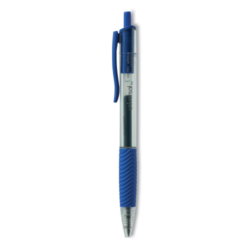 Universal Comfort Grip Retractable Gel Pen， 0.7mm， Blue Ink， Translucent Blue Barrel， Dozen (39913)