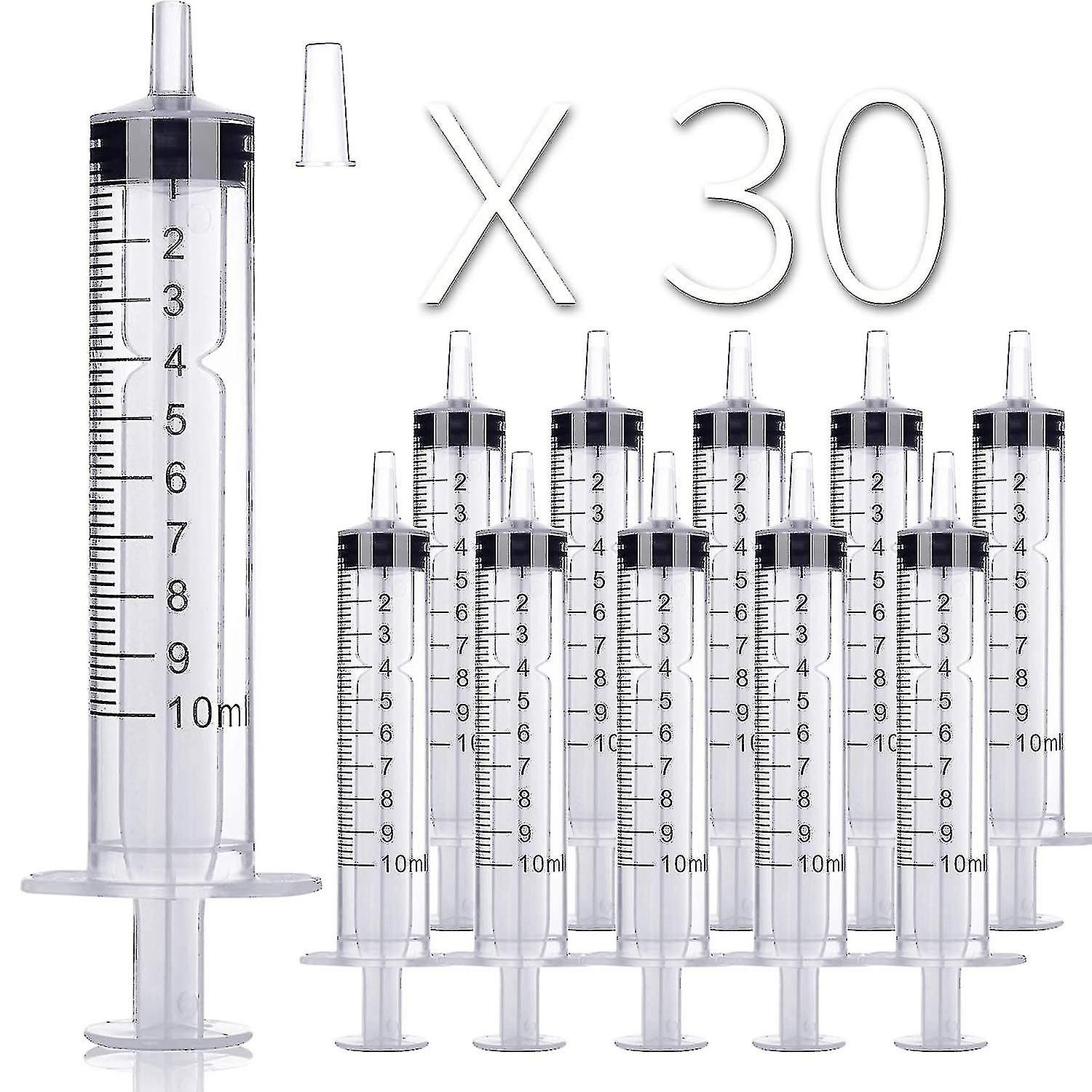 30pcs 10ml Plastic Syringe Small Syringe With Tip Cap Individually Wrapped For Oral