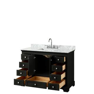 Wyndham Collection Deborah 48 in. Single Bathroom Vanity in Dark Espresso with Marble Vanity Top in White Carrara with White Basin WCS202048SDECMUNSMXX