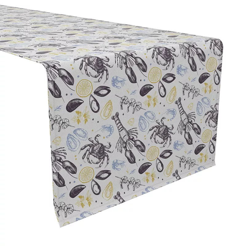 Table Runner， 100% Cotton， 16x72， Gourmet Seafood