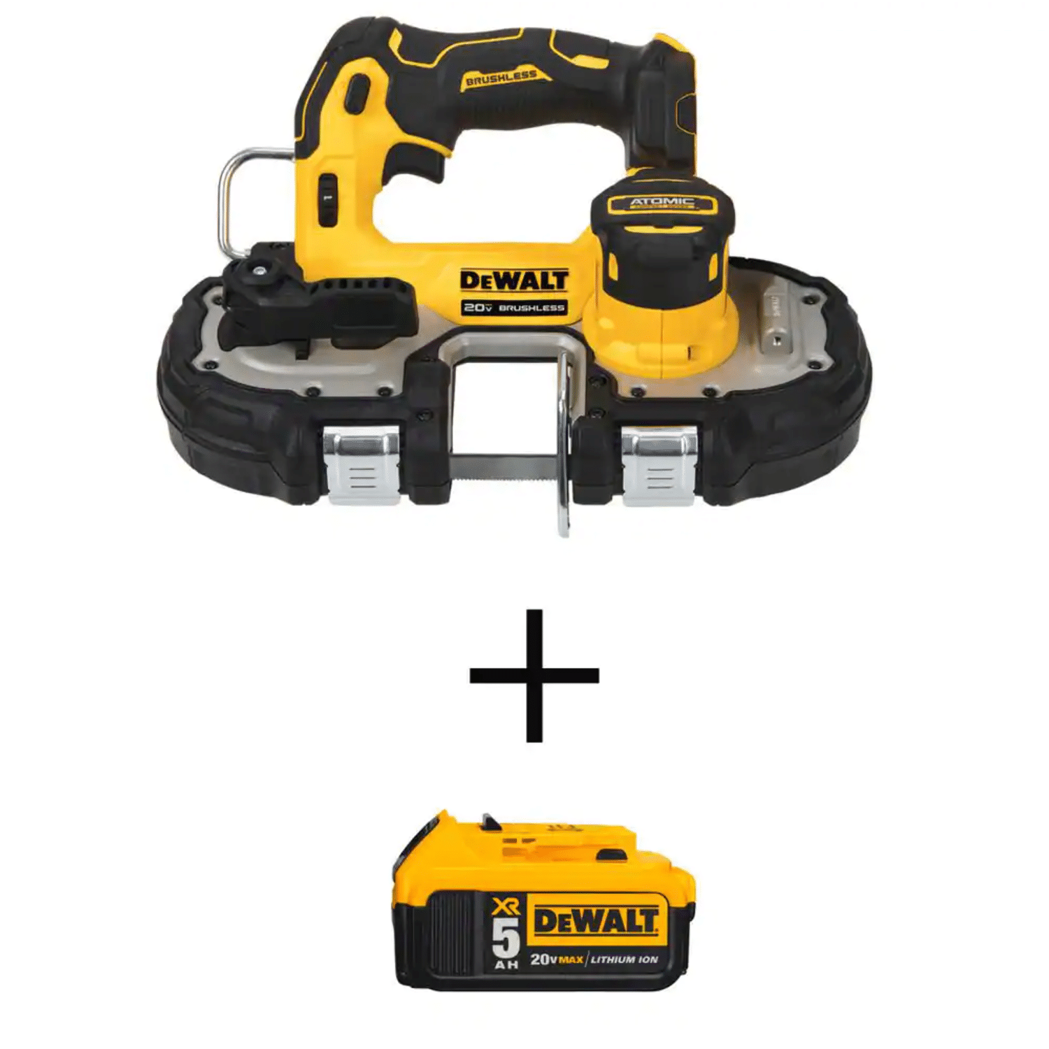 Dewalt Atomic 20-Volt MAX Cordless Brushless Compact 1-3/4 in. Bandsaw With Battery， DCS377BWDCB205