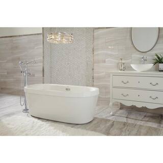 Delta Synergy 60 in. x 32 in Soaking Bathtub with Center Drain in High Gloss White B14416-6032-WH