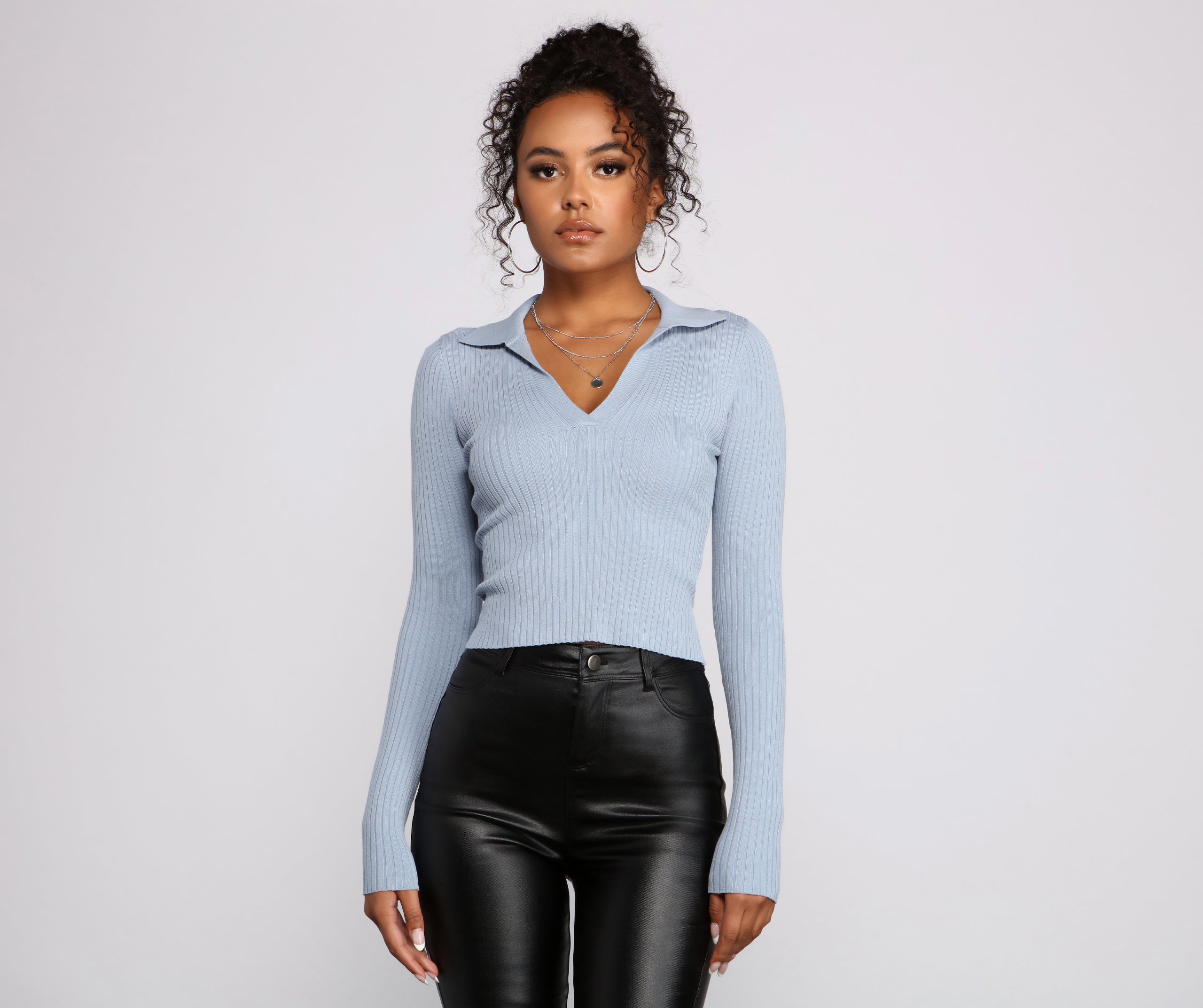 Collared and Chic Ribbed Top