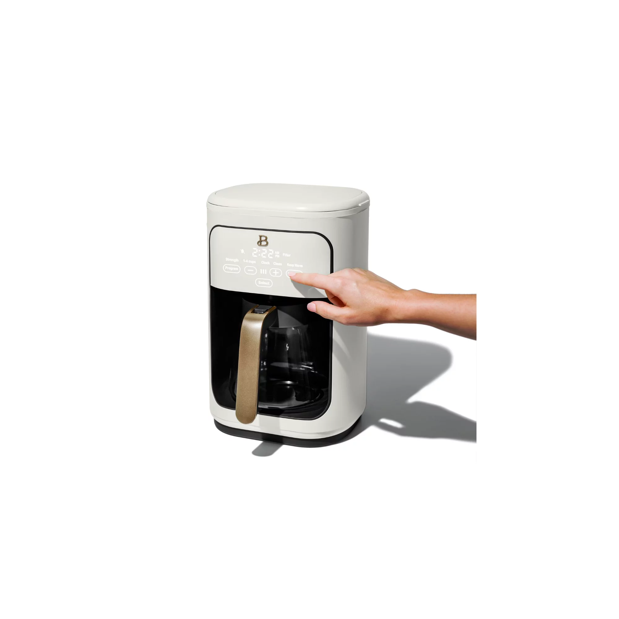 Beautiful 14 Cup Programmable Touchscreen Coffee Maker， White Icing by Drew Barrymore