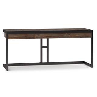 Simpli Home Erina Solid ACACIA Wood Industrial 72 in. Wide Large Desk in Rustic Natural Aged Brown AXCERN52-RNAB