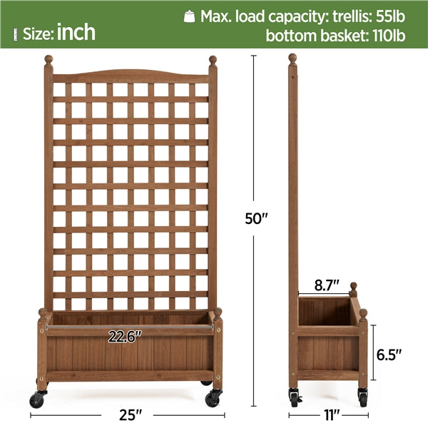 Yaheetech 2pcs 50''H Raised Garden Bed with Trellis Planter Box for Vine Climbing Plants Vegetable Flower, Dark Brown