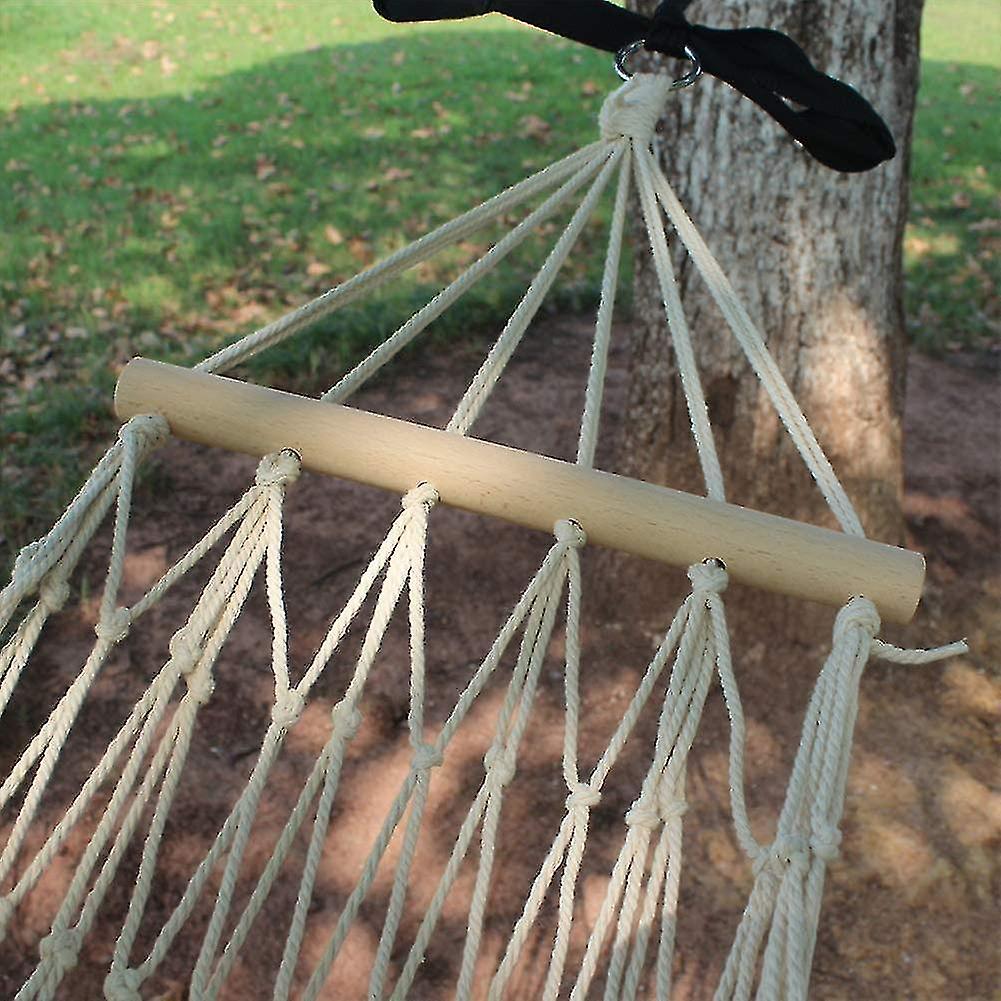 Cotton Rope Hammock， Hanging Net， Hammock For Indoor Or Outdoor， Single Hammock With Wooden Stick， With Tie Bag