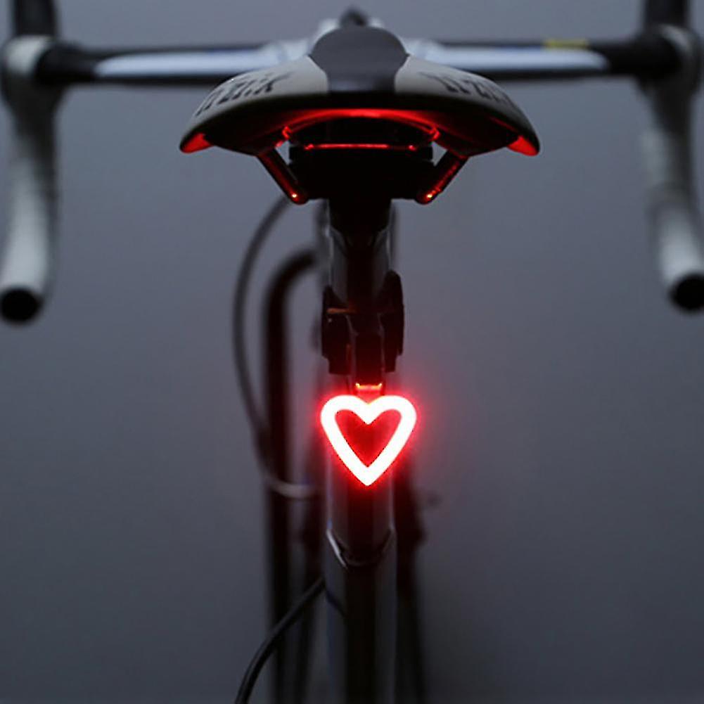 Creative High-brightness Led Seat Back Heart Round Shaped Safety Warning Bike Taillight Ip63 Waterproof 5 Modes Cycling Mountain Bike Tail Light