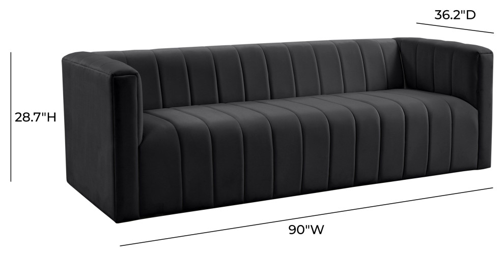 Norah Black Velvet Sofa   Black   Contemporary   Sofas   by Homesquare  Houzz