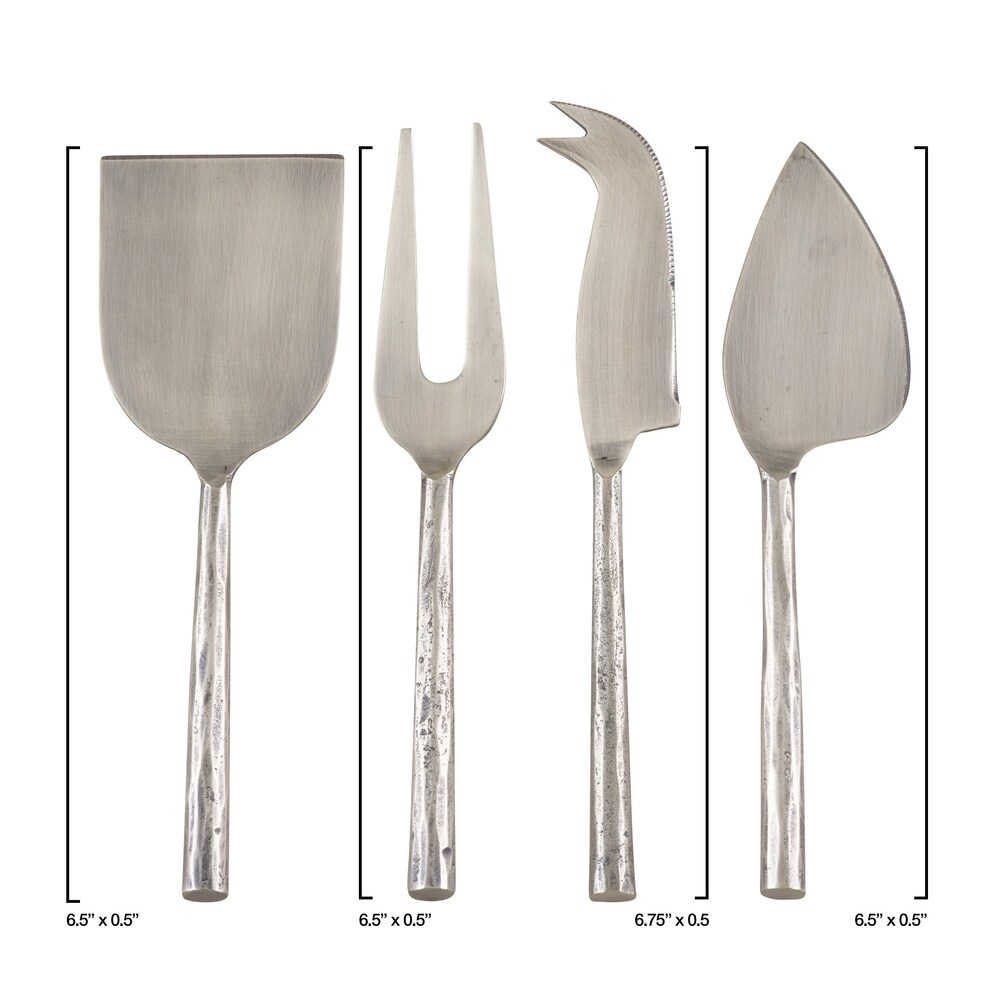 Textured Design Modern Style Stainless Steel Cheese Cutlery   Set of 4   Silver