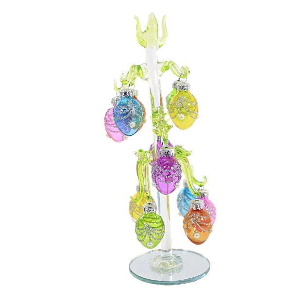 Easter Easter Egg Tree W ornaments One Glass Tree And Twelve Ornaments 8 5 Inches Handblown Egg Pearls Glass Multicolored