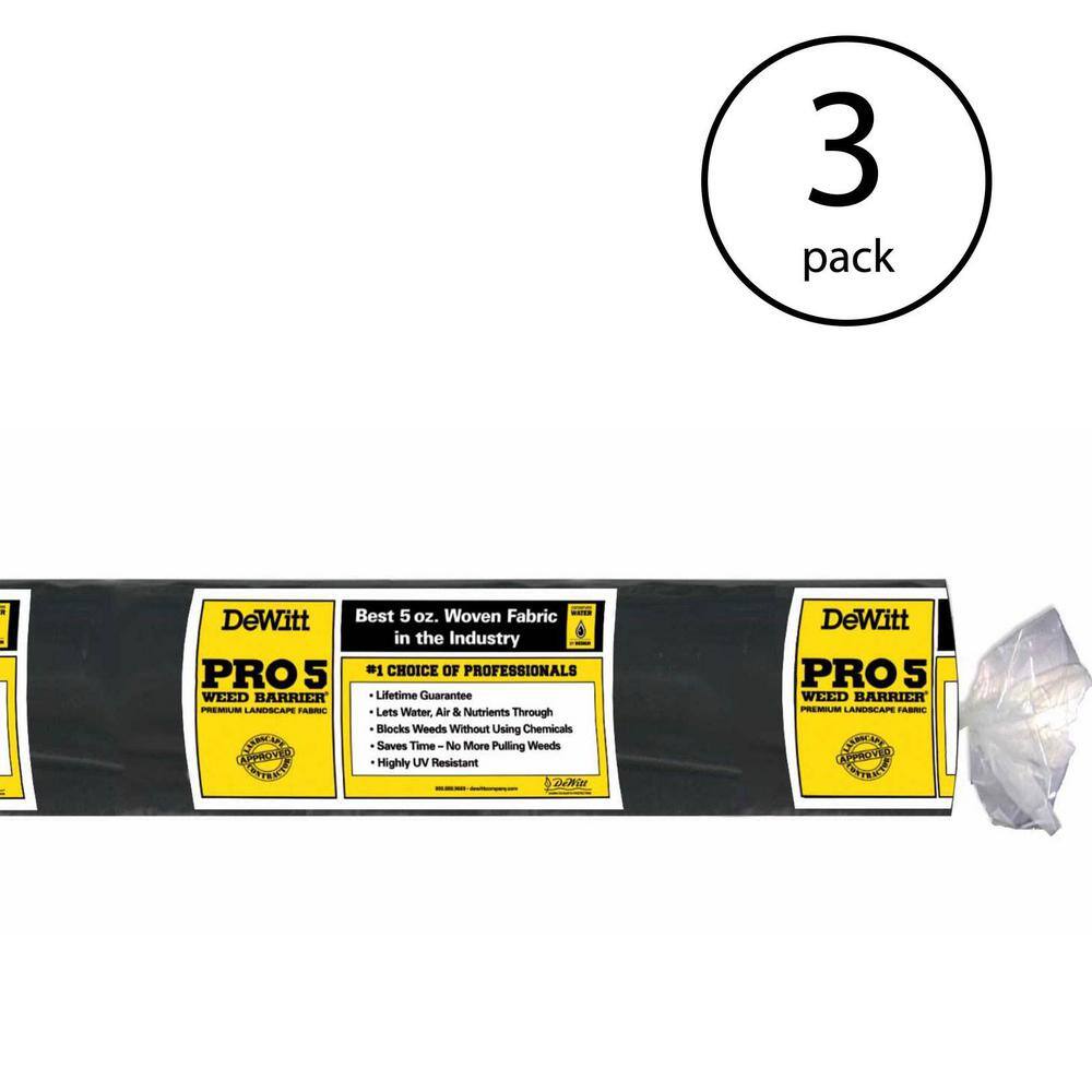 DeWitt P5 5 ft. x 250 ft. 5 oz. Commercial Landscape Weed Barrier Fabric (3-Pack) 3 x DWT-P5