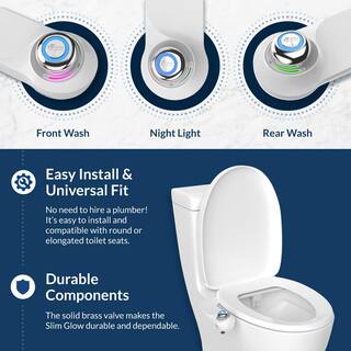 BIO BIDET Slim Glow Non-Electric Bidet Attachment System in White SlimGlow