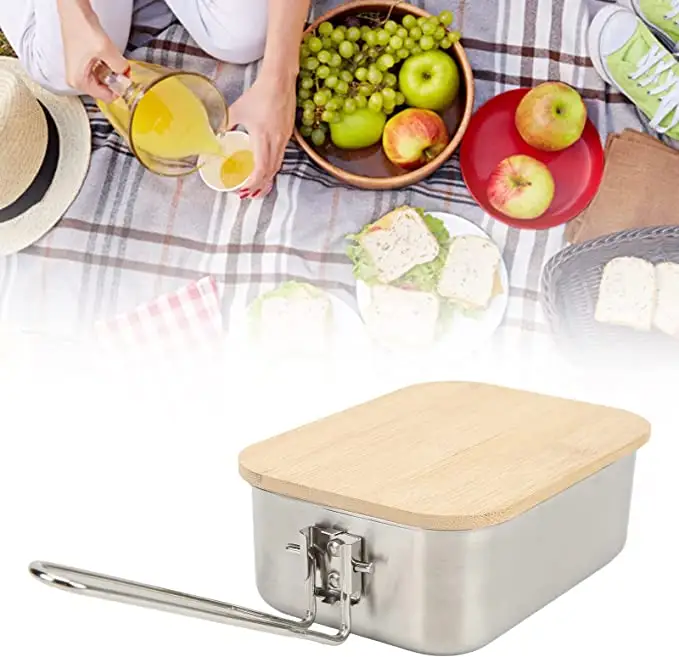 Customized Camping Lunch Box With Stainless Steel Meal Prep Bento Lunch Box Eco Friendly Leakproof Food Containers