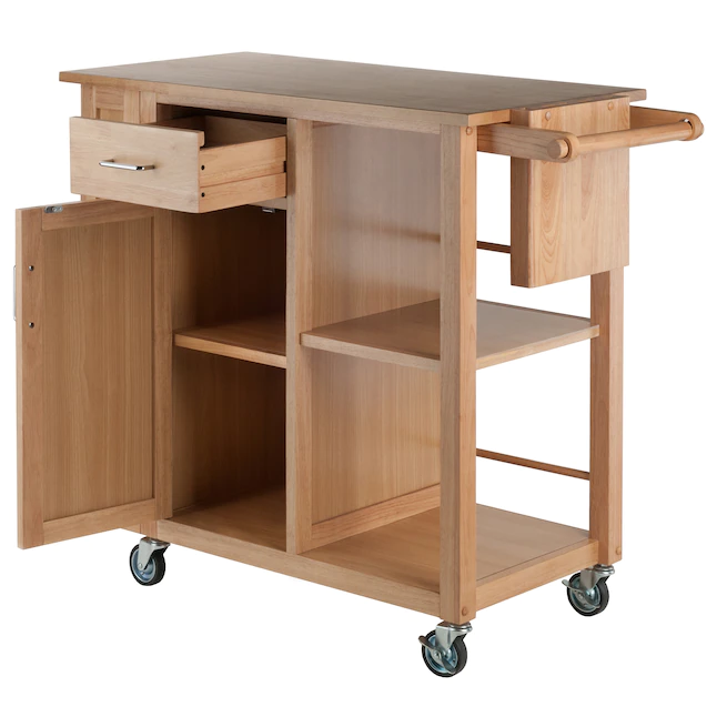 Winsome Wood 89443 Wood Base with Wood Top Rolling Kitchen Cart (18.98-in x 42.52-in x 35.63-in)