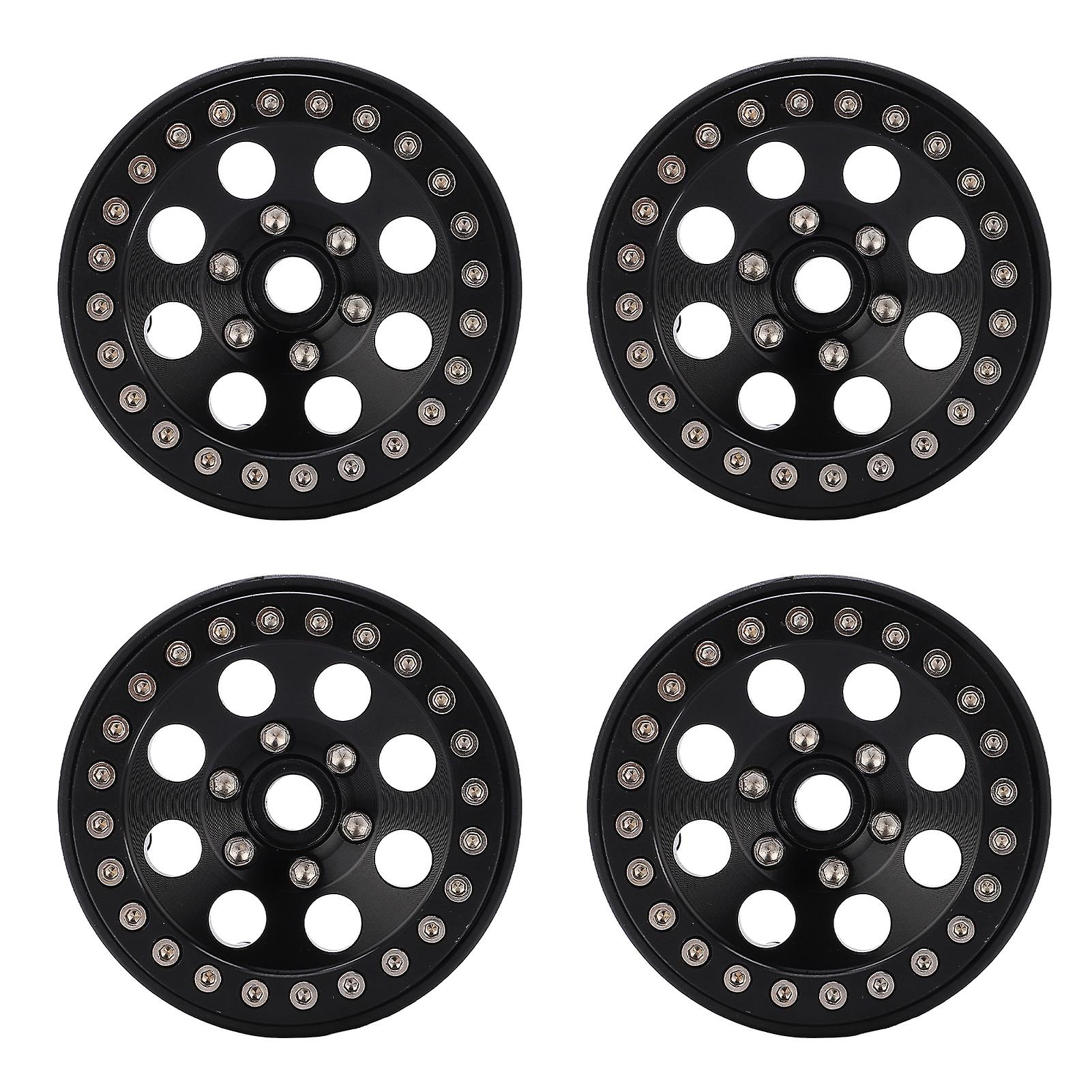 4pcs 1.9 Inch Rc Metal Beadlock 8 Round Hole Wheel Rim Hubs For Axial Scx10 90046 Rc 1/10 Carblack