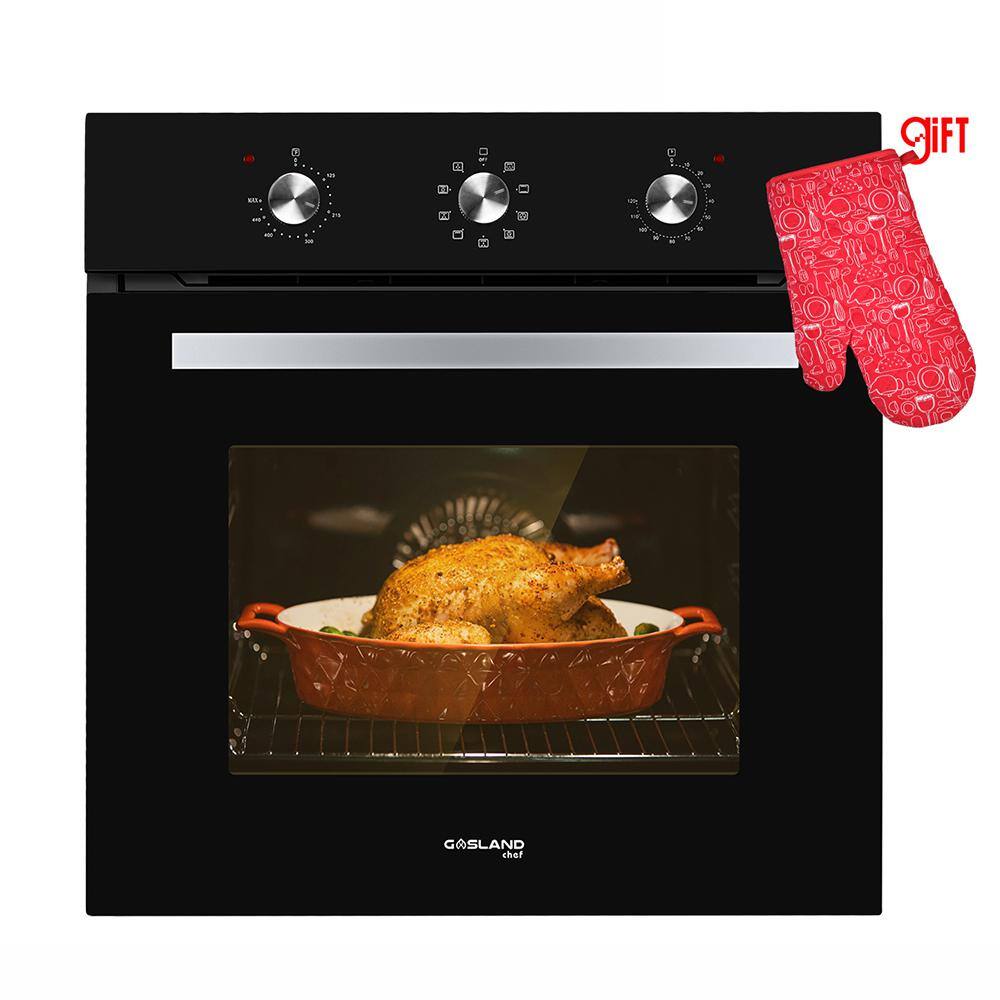 GASLAND Chef 24 in. Built-In Single Electric Wall Oven with Rotisserie 9-Cooking Modes Mechanical Knob Control in Black ES609MB-N1