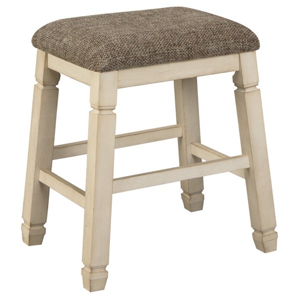 Signature Design by Ashley Willow Cottage Antique White Upholstered Stool (Set of 2)