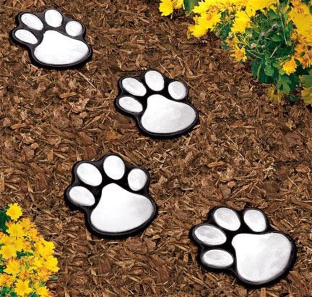 4 Solar Paw Print Lights Dog Path LED Cute Lawn， Garden， Patio， Yard， Décor， Walkway