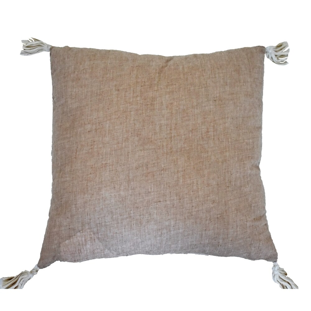 Corded Embroidered Optical Illusion Decorative Pillow   Taupe