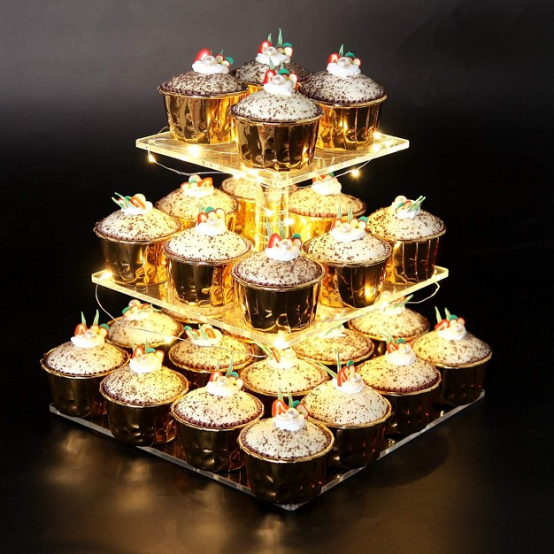 Vdomus Led Cupcake Stand Tower For Birthday wedding babyshower Party With String Lights