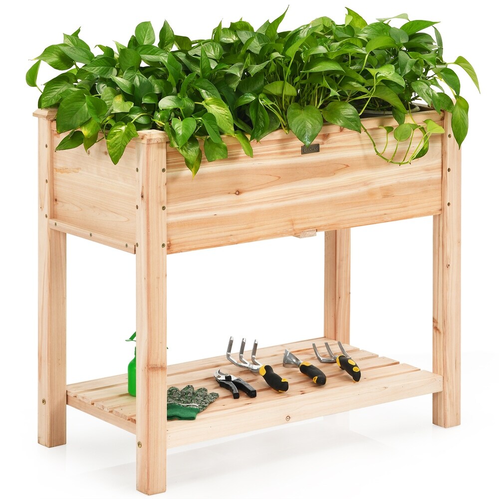 Costway Raised Garden Bed Elevated Wood Planter Box Stand for   34” X 18” X 30”