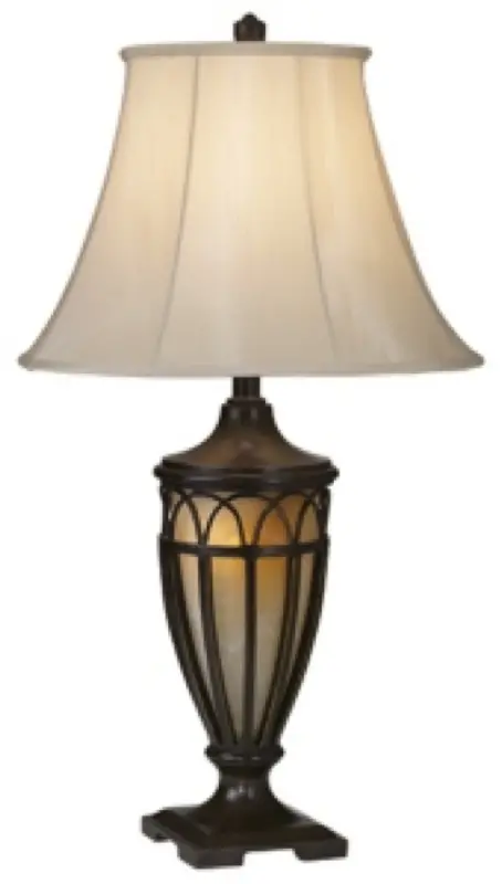 31 Inch Bronze Cage Table Lamp With Night Light