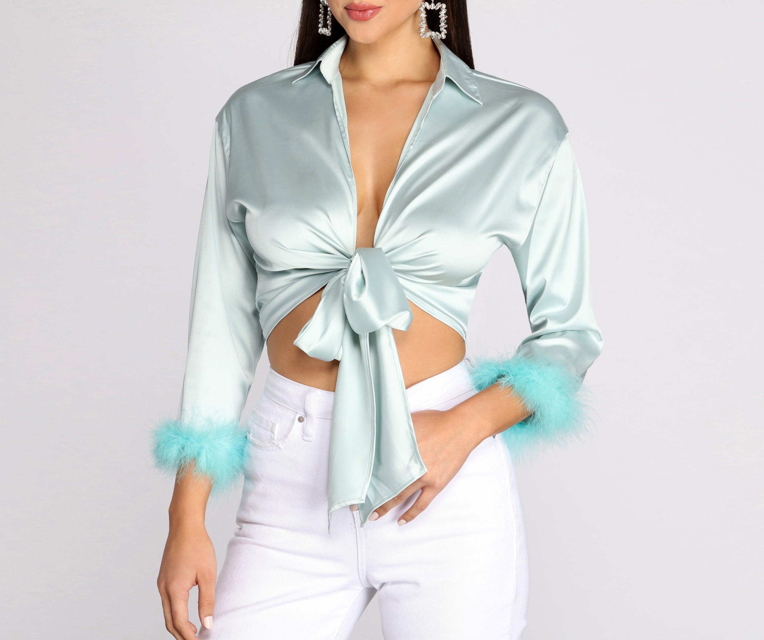 Do Me A Favor Satin Crop Top