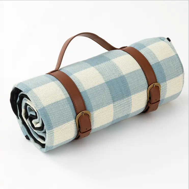 Ready to ship thickened leather strapping picnic blanket outdoor camping waterproof mat picnic camping hiking mat