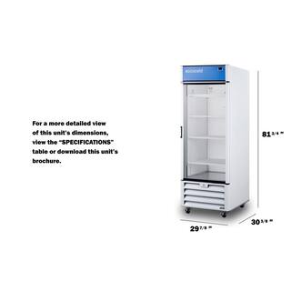 Summit Appliance 21.34 cu. ft. Commercial Upright Display Refrigerator Glass Door Merchandiser in White SCRR261G