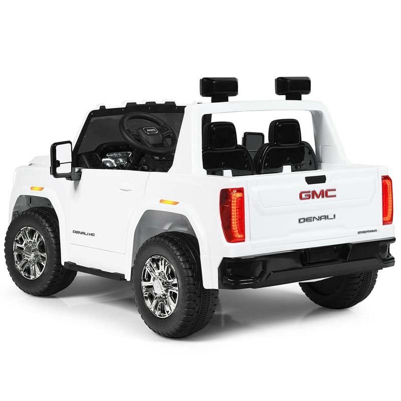 2-Seater GMC Licensed Kids Ride On Car 12V Battery Powered Electric Riding Toy Truck with Storage Box