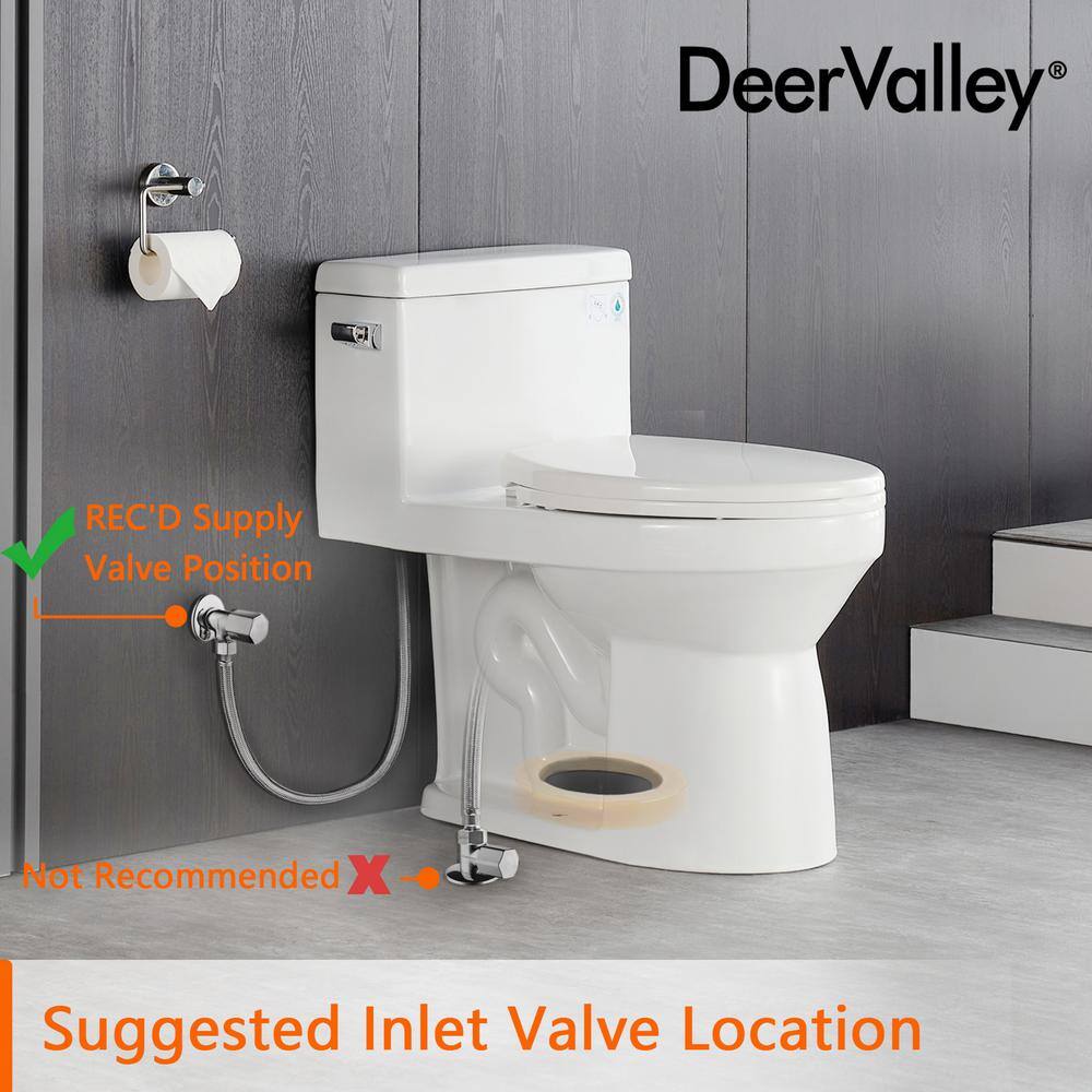 DEERVALLEY DeerValley 12 in. Rough in Size 1-Piece 1.28 GPF Single Flush Elongated Toilet in. White Seat Included DV-1F52627