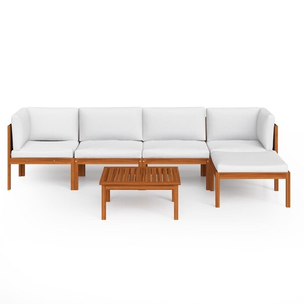 vidaXL Patio Lounge Set Outdoor Sectional Sofa with Cushions Solid Acacia Wood