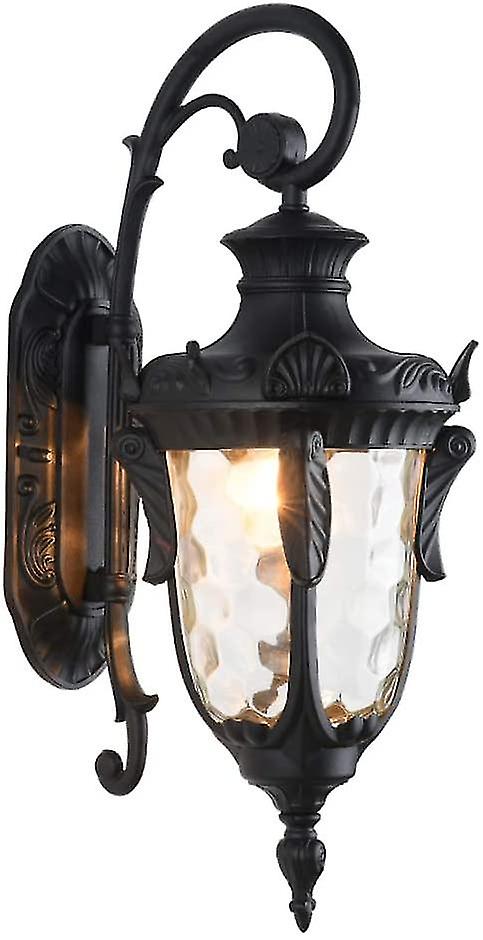 Outdoor Fixtures Bronze 16.93h Exterior Wall Lantern Waterproof Sconce Porch Lights Wall Mount With Hammered Glass Shade For House， Ul List