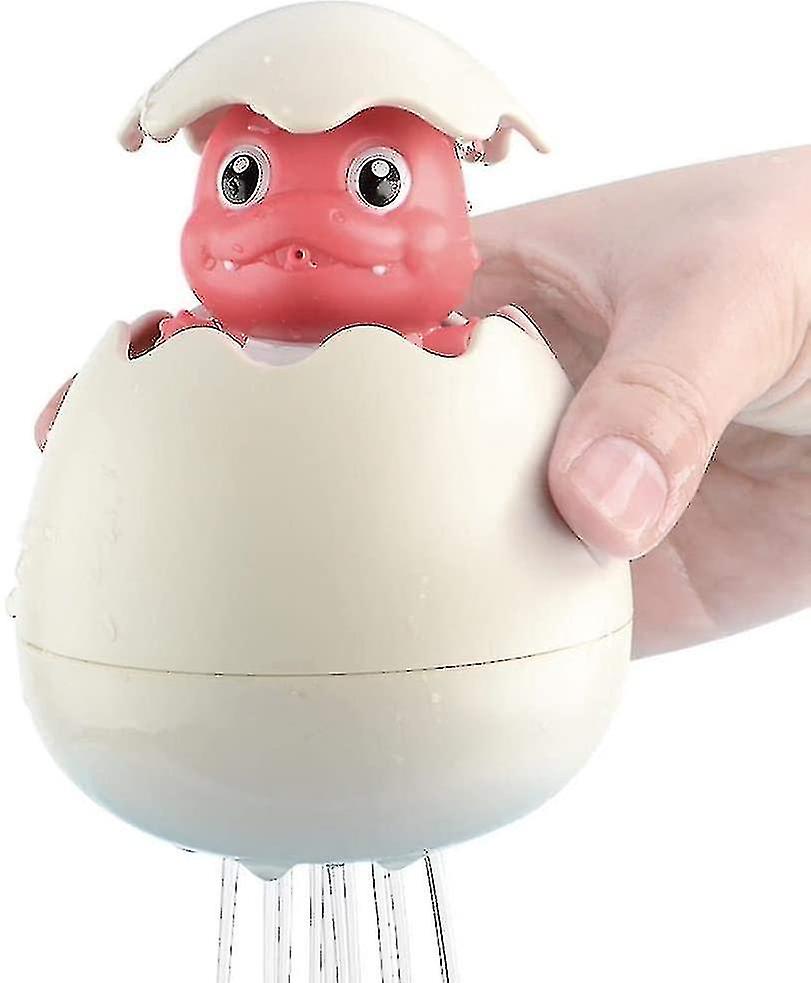 Kids Baby Bathing Swimming Toys Egg Water Spray Sprinkler Gifts- Milky White Red Dinosaur