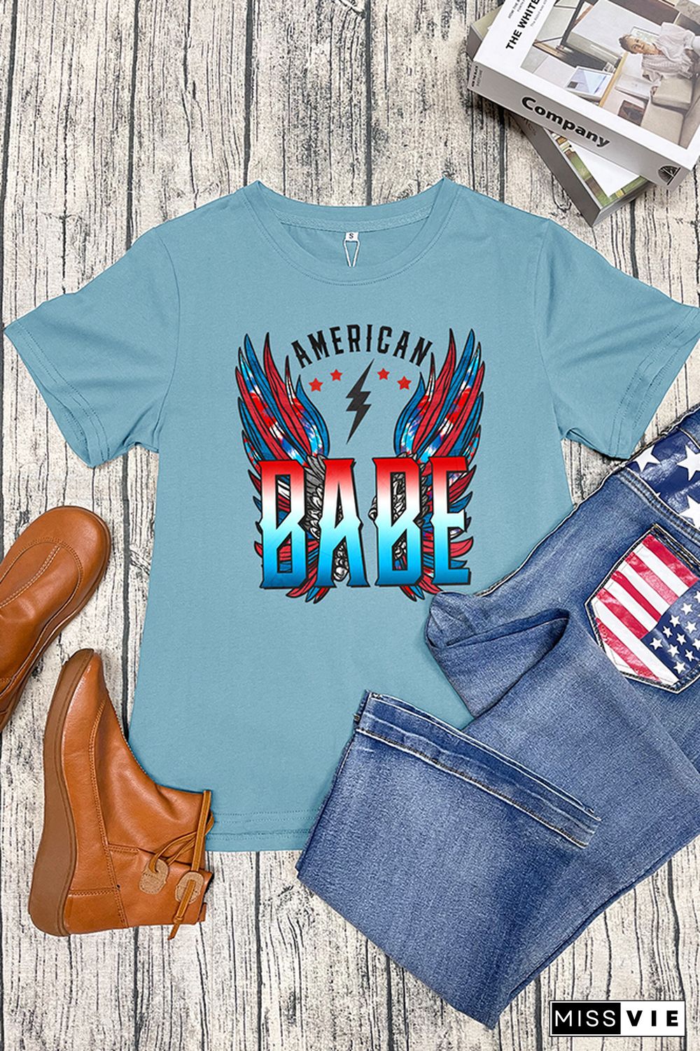 American Babe Retro Wings Short Sleeve Graphic Tee Wholesale