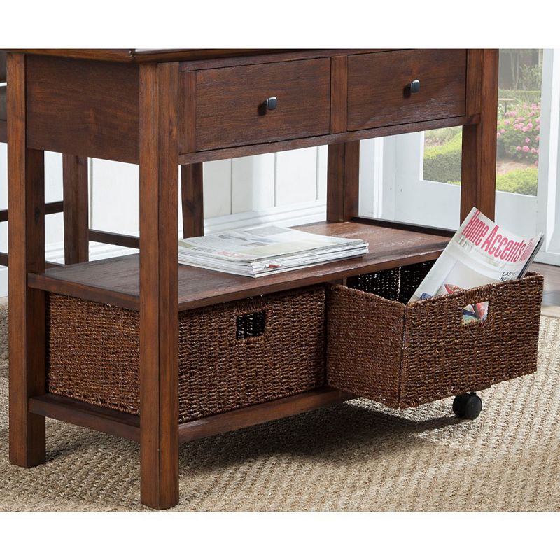 Convenient Wooden Kitchen Cart With Storage Drawers Brown