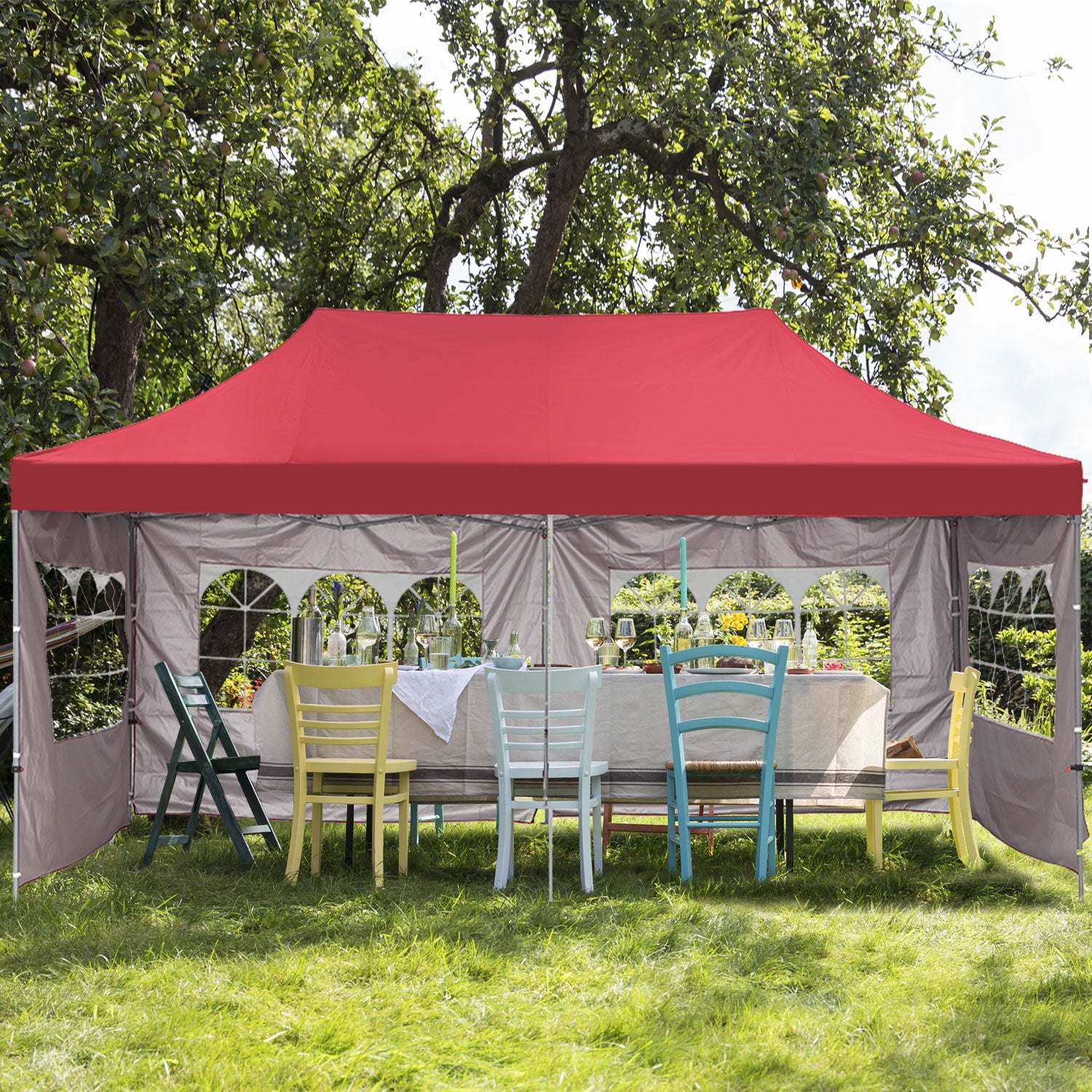 Ainfox 20' x 10' Red Instant Outdoor Canopie