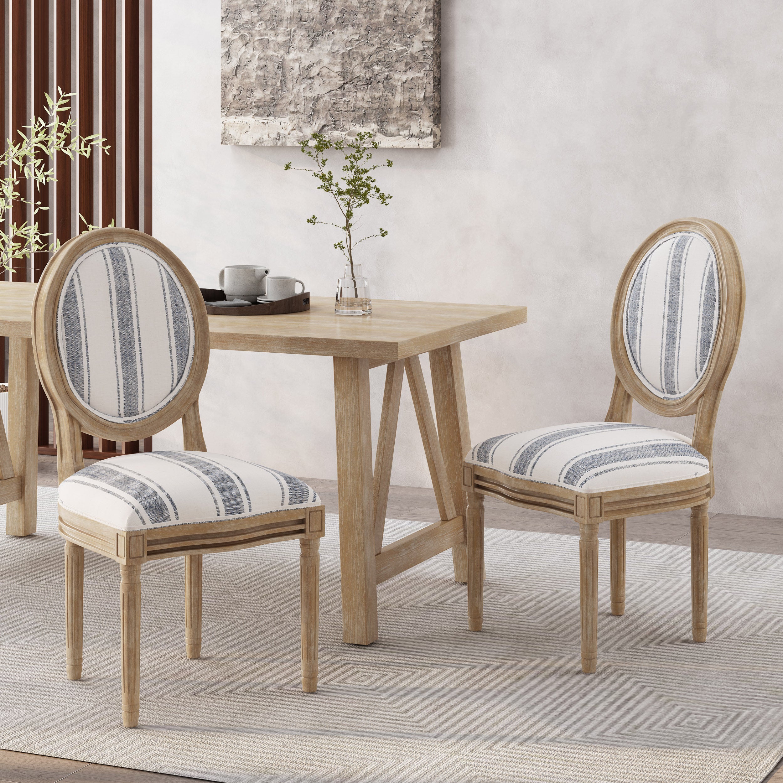 Lariya French Country Fabric Dining Chairs