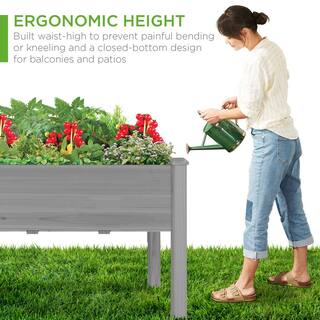 Best Choice Products 48 in. x 24 in. x 30 in. Wood Raised Garden Bed - Gray SKY6395