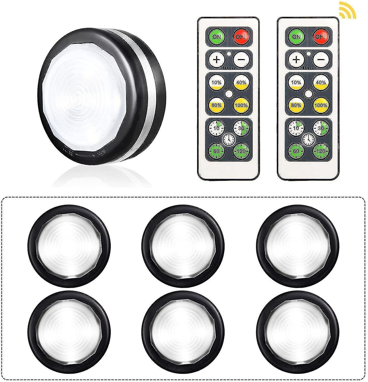 Set Of 6 Led Cabinet Lighting Battery， Cabinet Light With Remote Control， Cabinet Lighting For Kitch