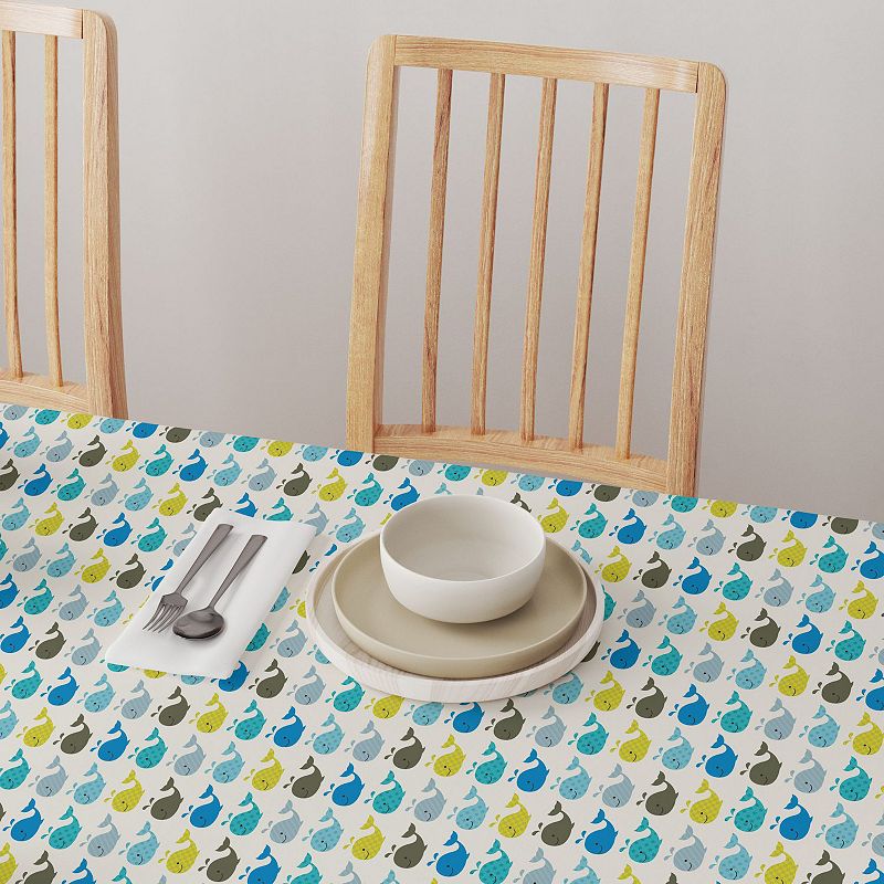 Square Tablecloth， 100% Polyester， 54x54， Happy Whales