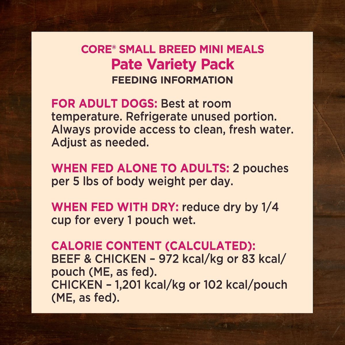 Wellness CORE Mini Meals Beef and Chicken， Chicken Pate Variety Pack Dog Food Pouches