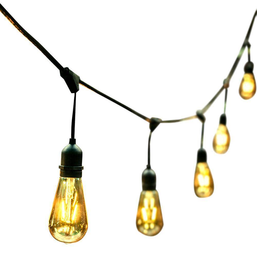 OVE Decors 48 ft 24 Oversized Edison Light Bulbs BlackGold All Weather LED String Light