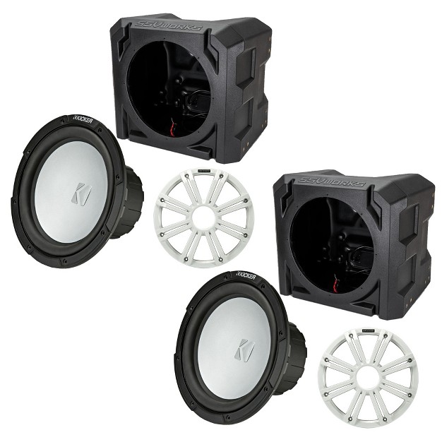 Marine Subwoofers 4 ohm White Led Grill With Ssv Universal Marine Sub Box Enclosures