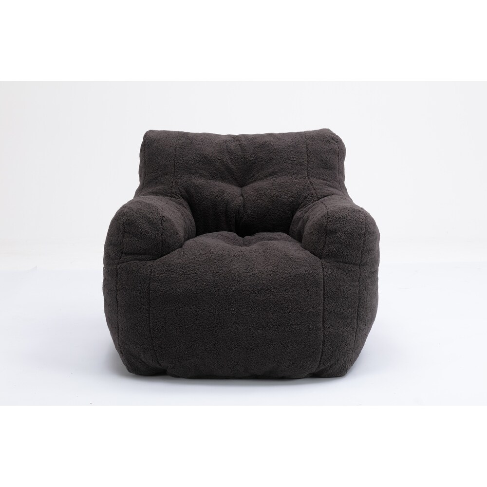 Modern Soft Tufted Foam Bean Bag Chair with Teddy Fabric